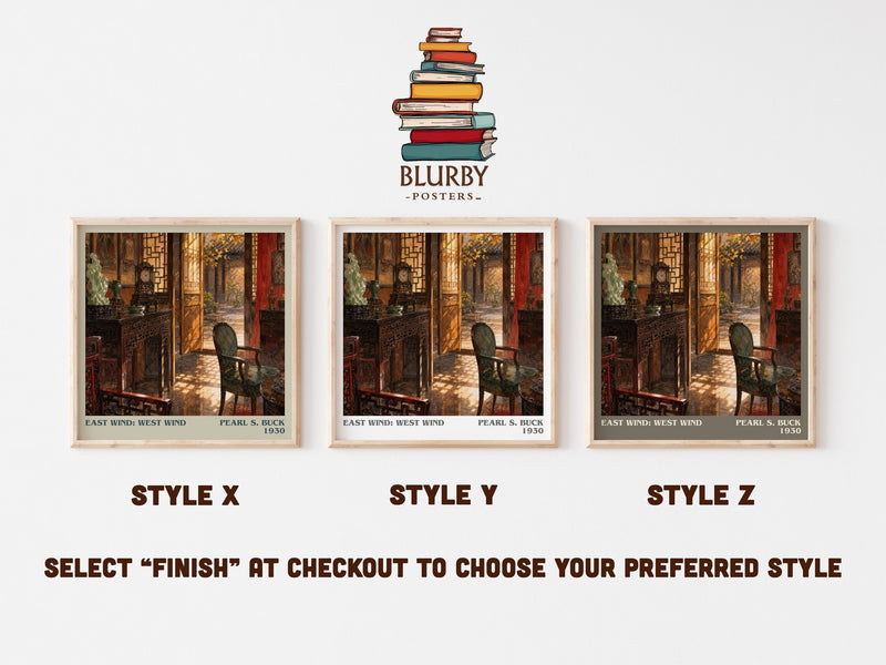 East Wind: West Wind literary print in frame leaning in hallway – literary fiction wall art