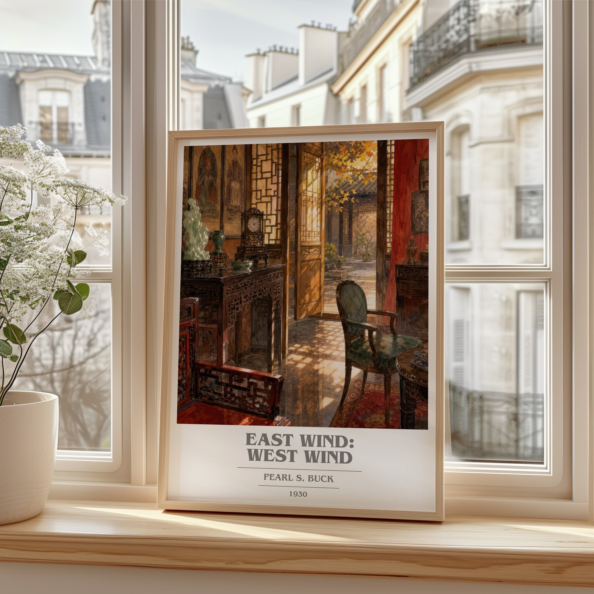 East Wind: West Wind book cover poster colour and style options – Pearl S. Buck book art