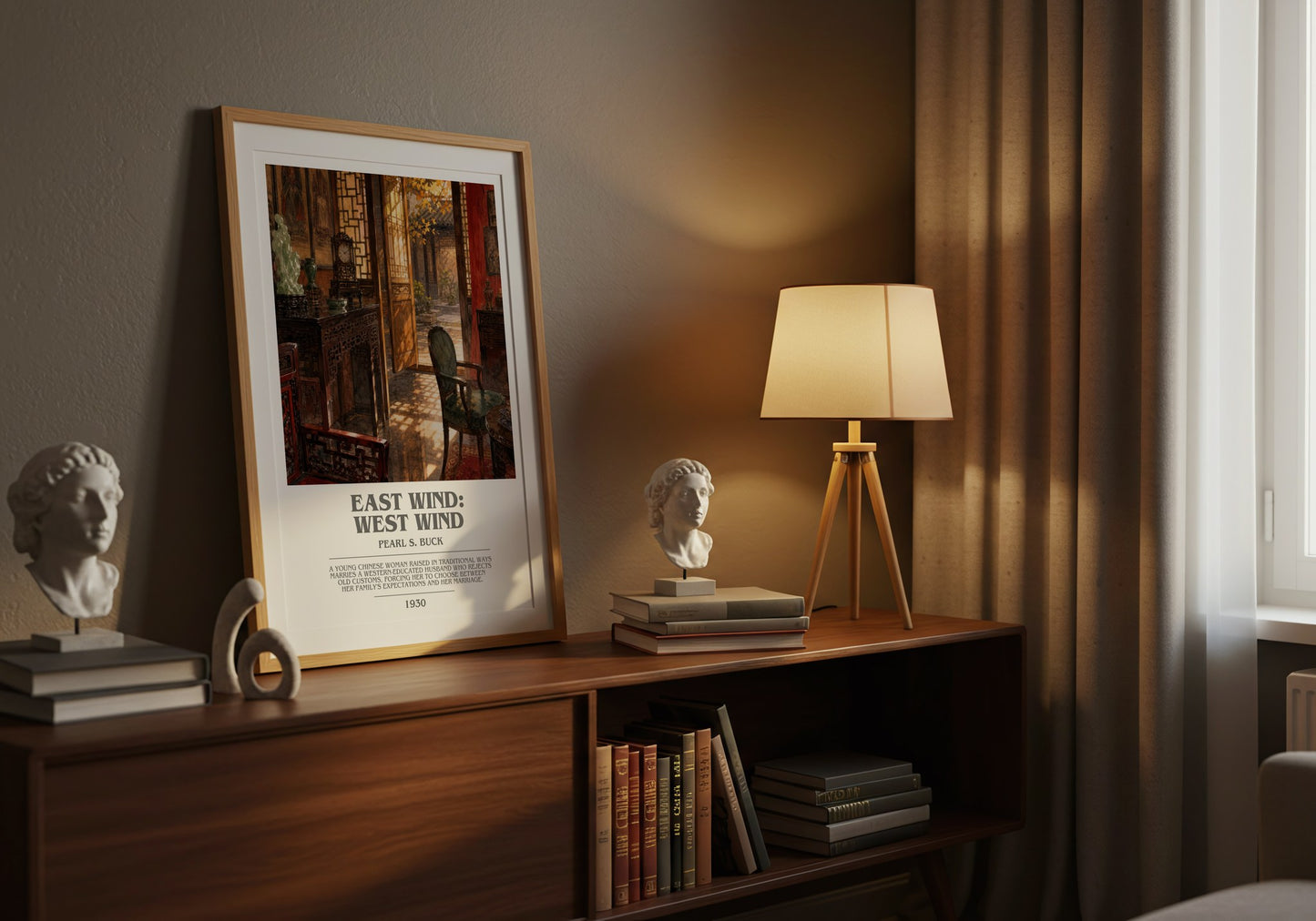 East Wind: West Wind bookish book poster framed on wall – literary fiction wall art