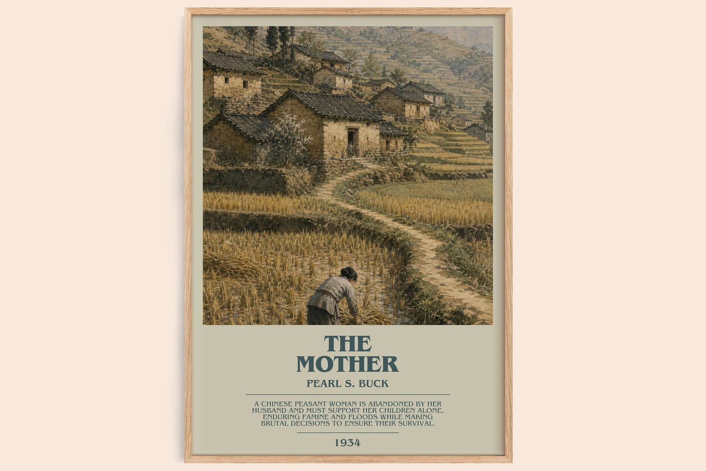 The Mother bookish book poster by Pearl S. Buck – framed literary art print