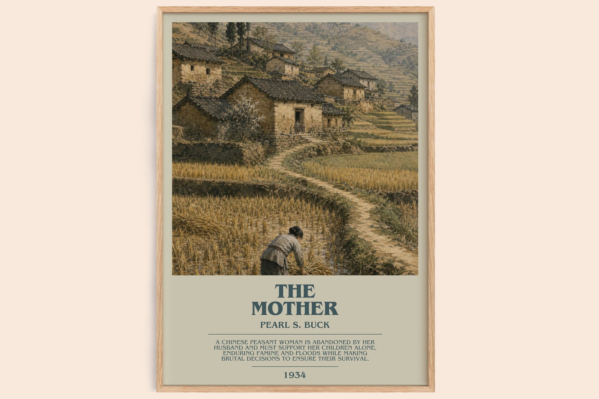 The Mother bookish book poster by Pearl S. Buck – framed literary art print