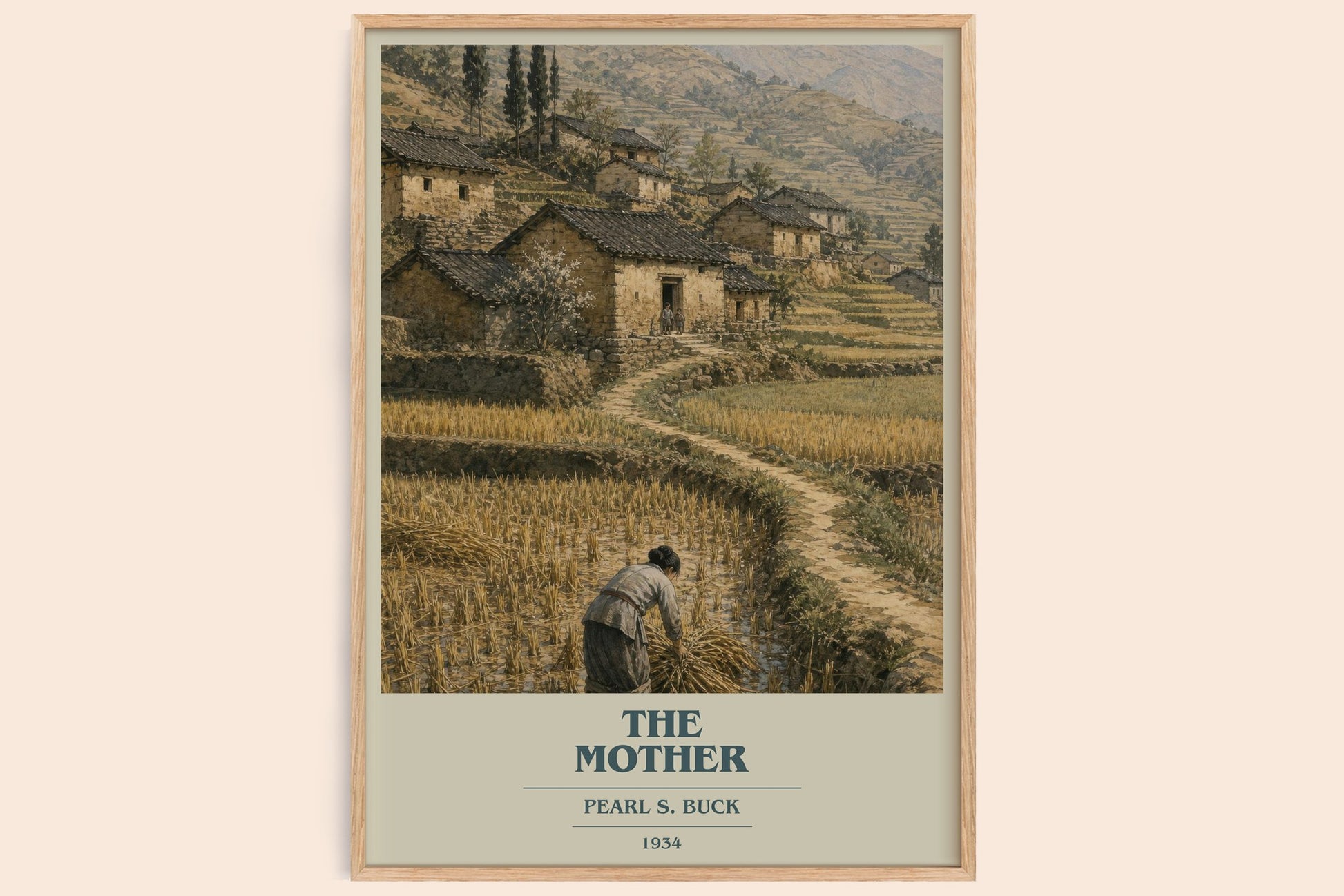 The Mother book cover book poster by Pearl S. Buck – framed literary art print