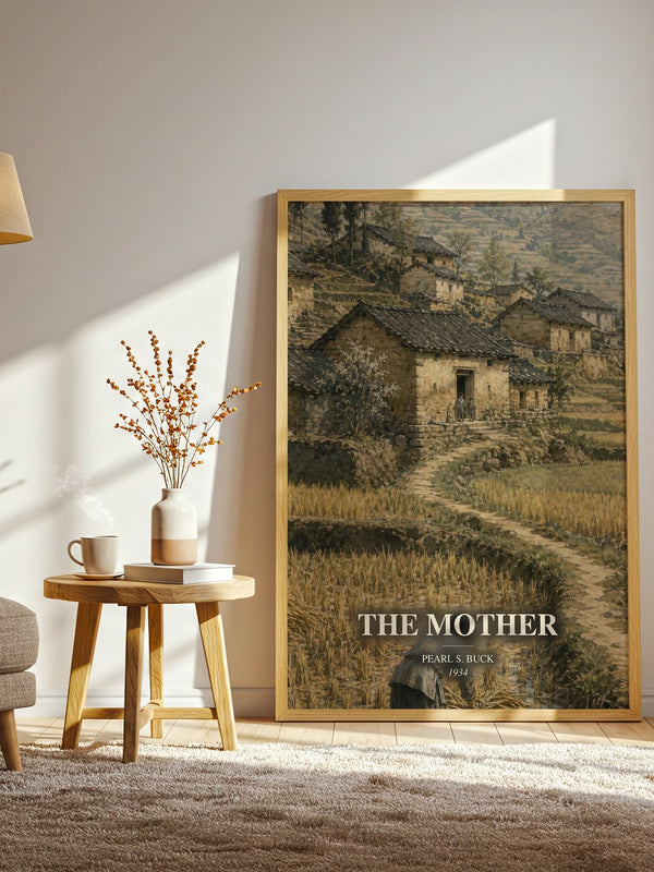 The Mother watercolour print in frame leaning in hallway – literary fiction wall art