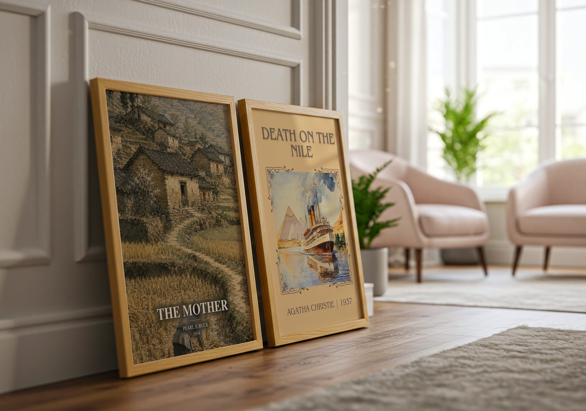 The Mother watercolour print framed by window – literary home decor
