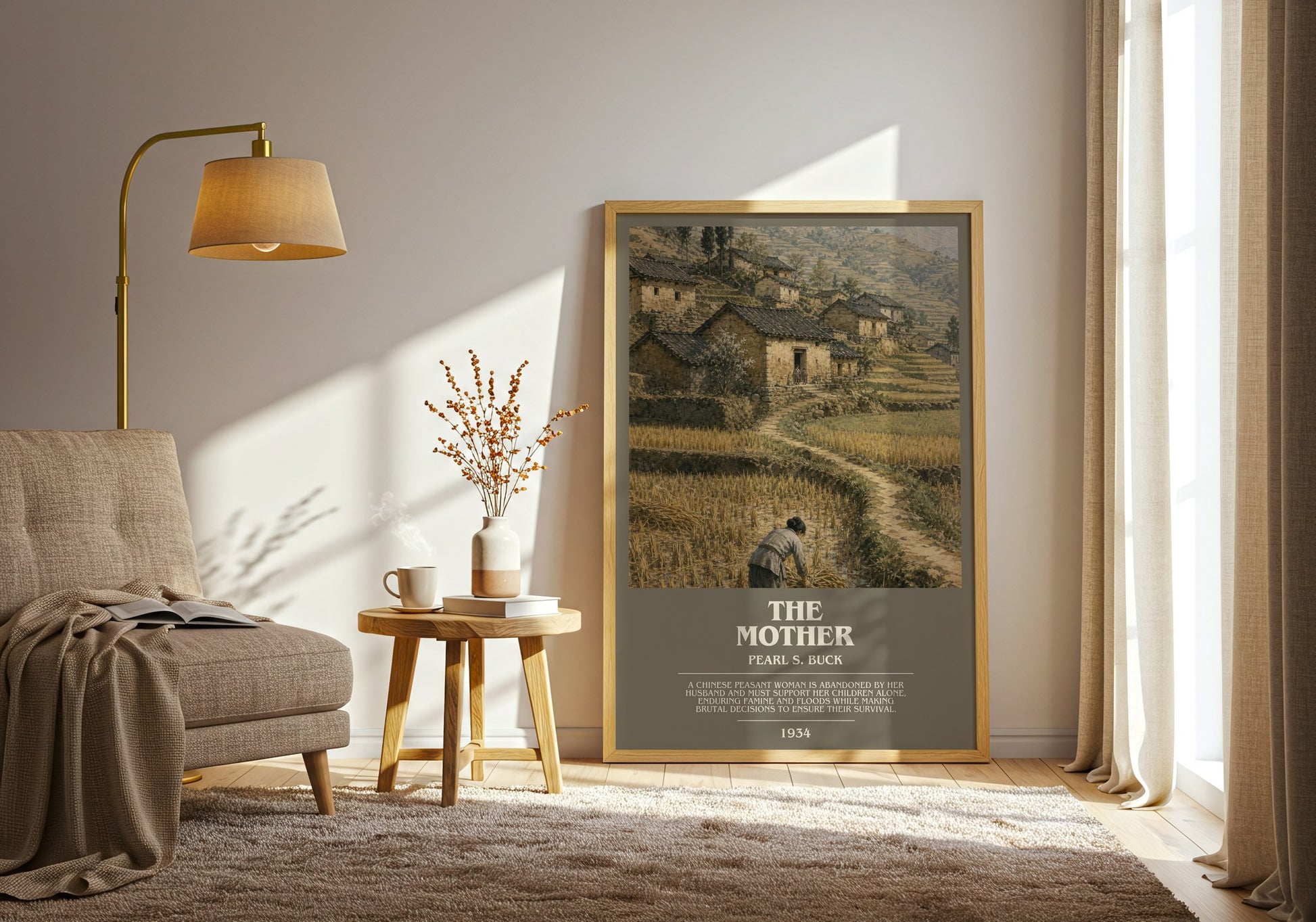 The Mother bookish print on bookshelf – Pearl S. Buck fan gift