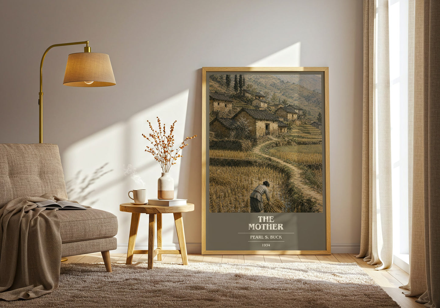 The Mother book cover print on bookshelf – Pearl S. Buck fan gift