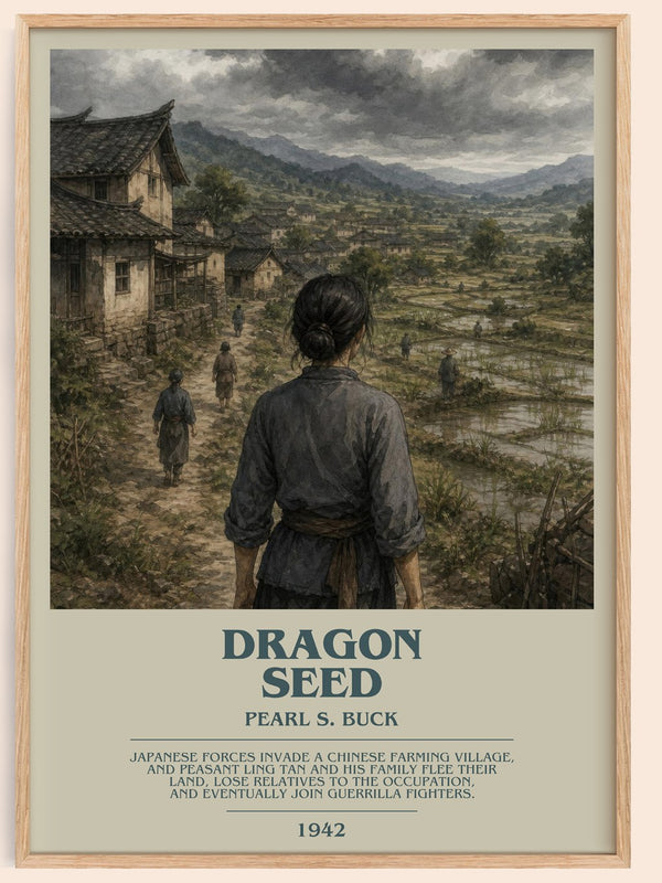 Dragon Seed bookish book poster by Pearl S. Buck – framed literary art print