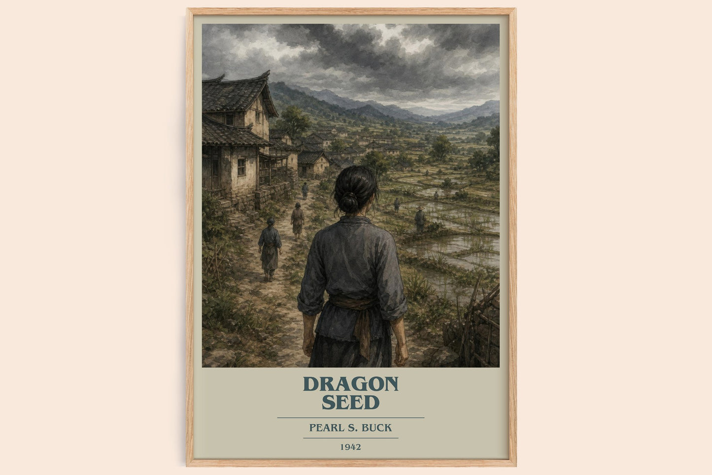 Dragon Seed book cover book poster by Pearl S. Buck – framed literary art print
