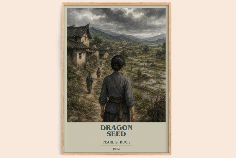 Dragon Seed book cover book poster by Pearl S. Buck – framed literary art print