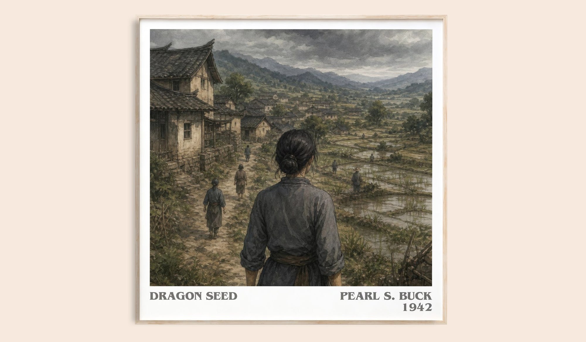 Dragon Seed literary book poster by Pearl S. Buck – framed literary art print
