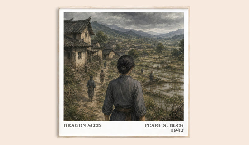 Dragon Seed literary book poster by Pearl S. Buck – framed literary art print