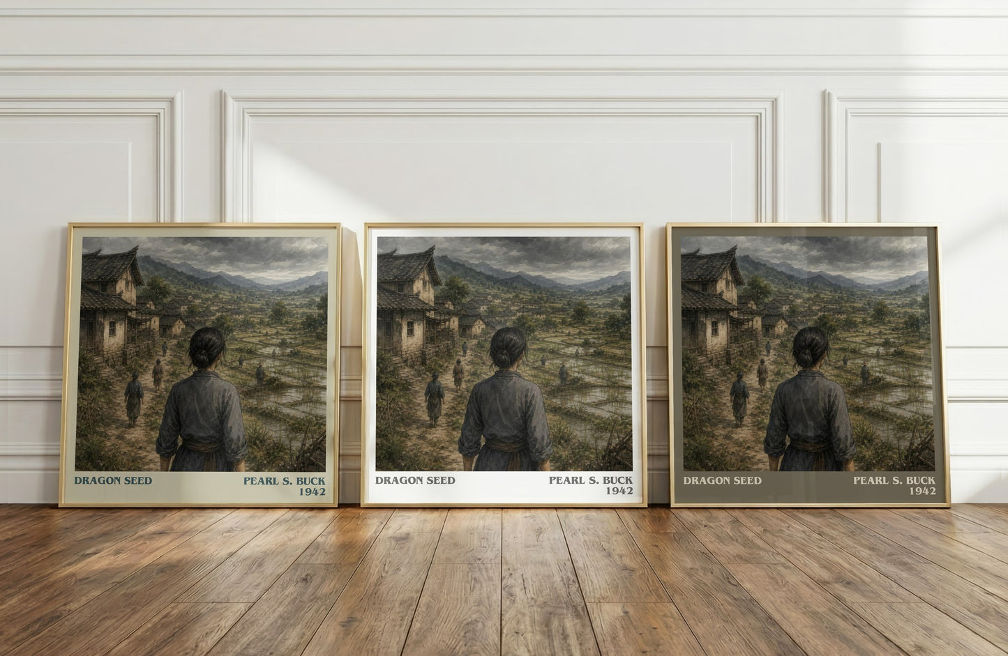 Dragon Seed literary art print colour and style options – Pearl S. Buck book art