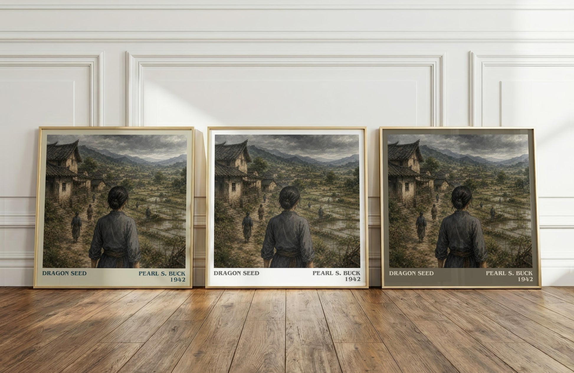 Dragon Seed literary art print colour and style options – Pearl S. Buck book art