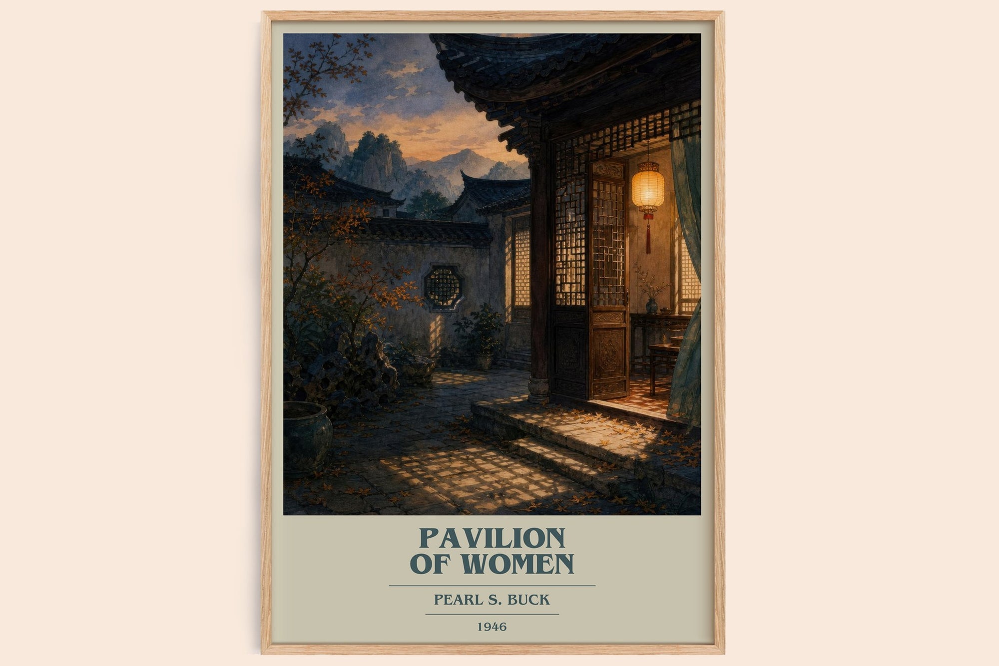 Pavilion Of Women book cover book poster by Pearl S. Buck – framed literary art print