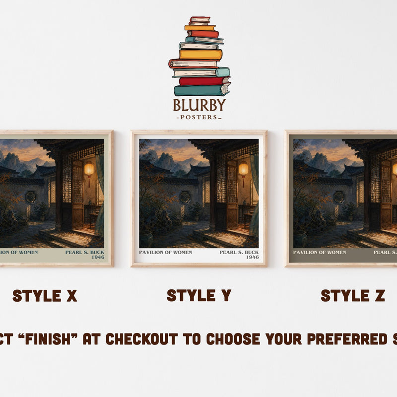 Pavilion Of Women literary print in frame leaning in hallway – literary fiction wall art