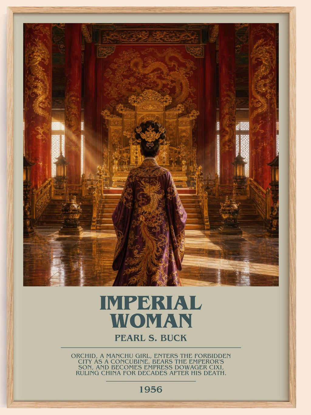 Imperial Woman bookish book poster by Pearl S. Buck – framed literary art print