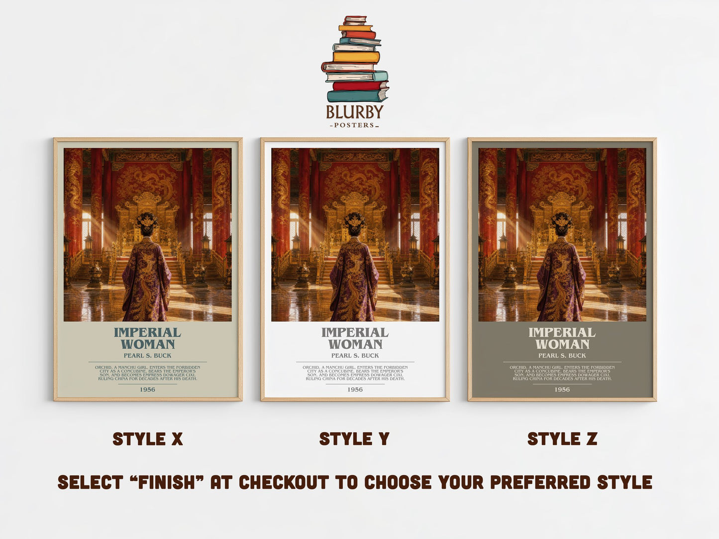 Imperial Woman bookish print in frame leaning in hallway – historical fiction wall art