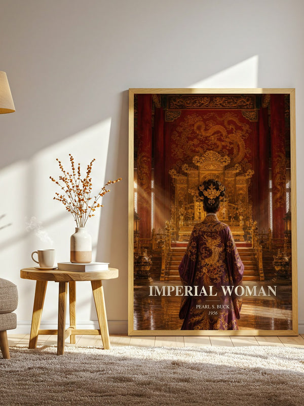 Imperial Woman watercolour print in frame leaning in hallway – historical fiction wall art