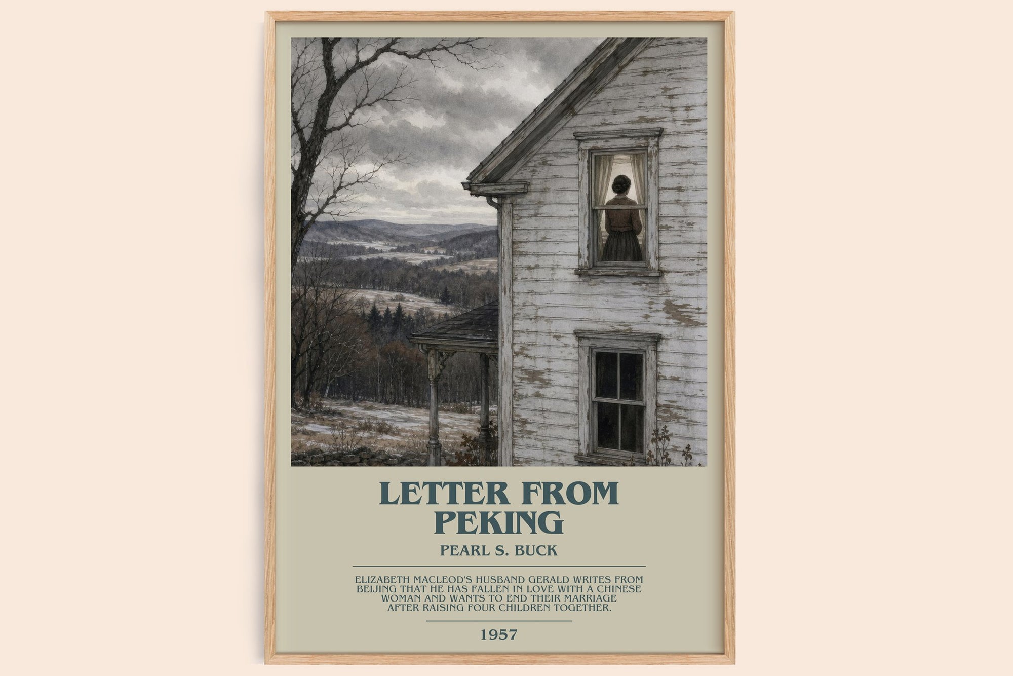 Letter From Peking bookish book poster by Pearl S. Buck – framed literary art print