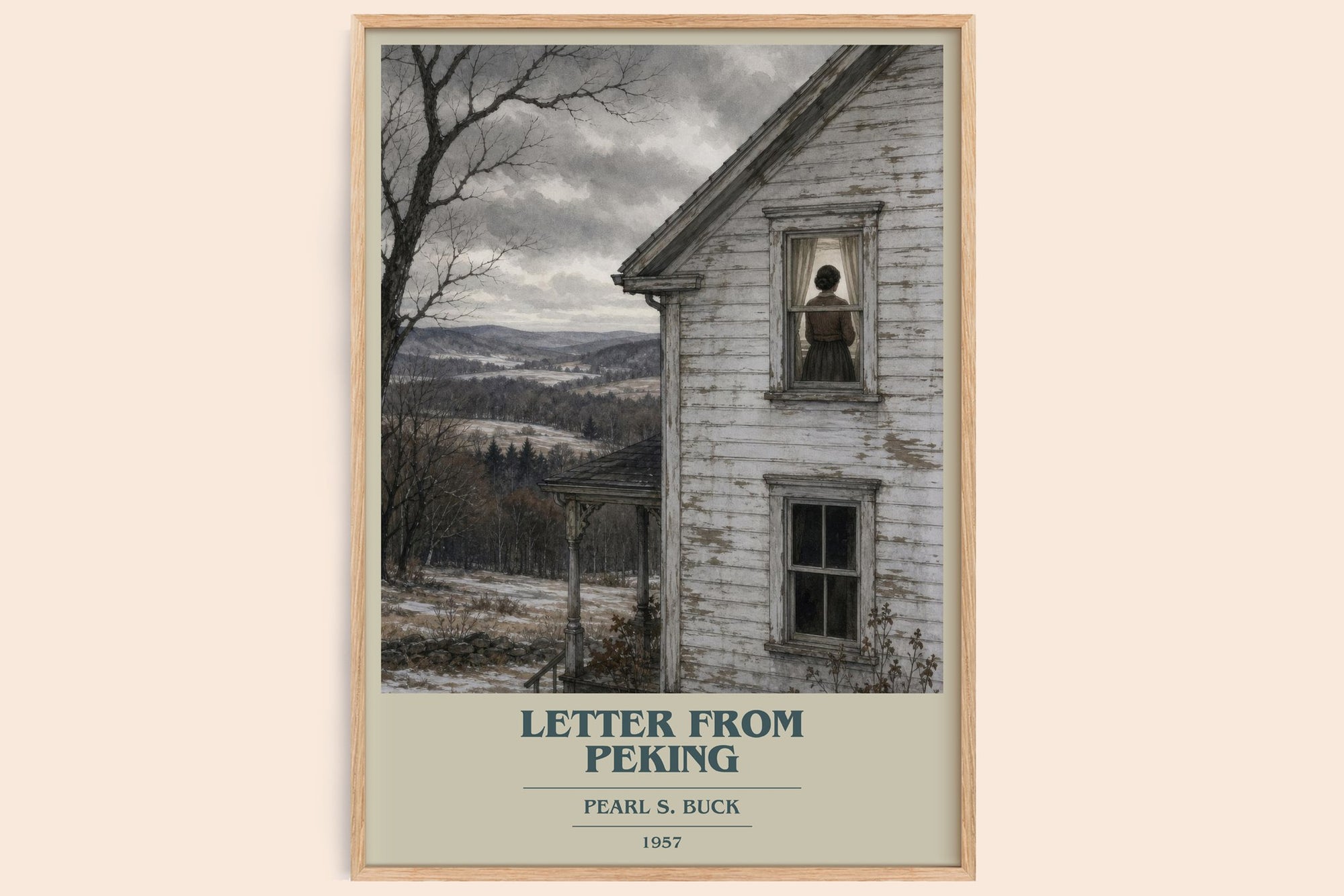 Letter From Peking book cover book poster by Pearl S. Buck – framed literary art print