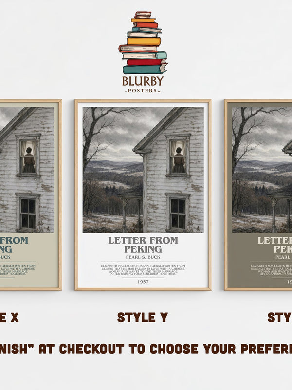 Letter From Peking bookish print in frame leaning in hallway – literary fiction wall art