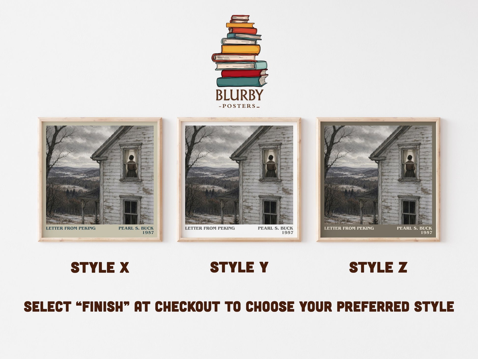 Letter From Peking literary print in frame leaning in hallway – literary fiction wall art