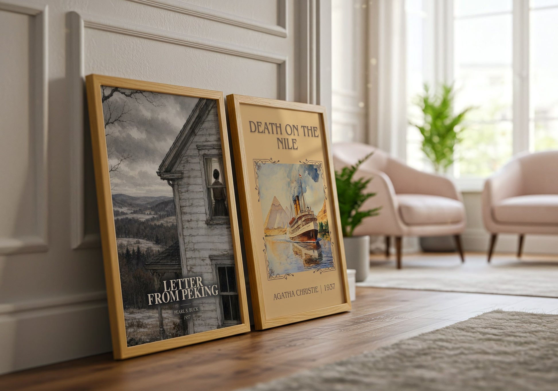 Letter From Peking watercolour print framed by window – literary home decor