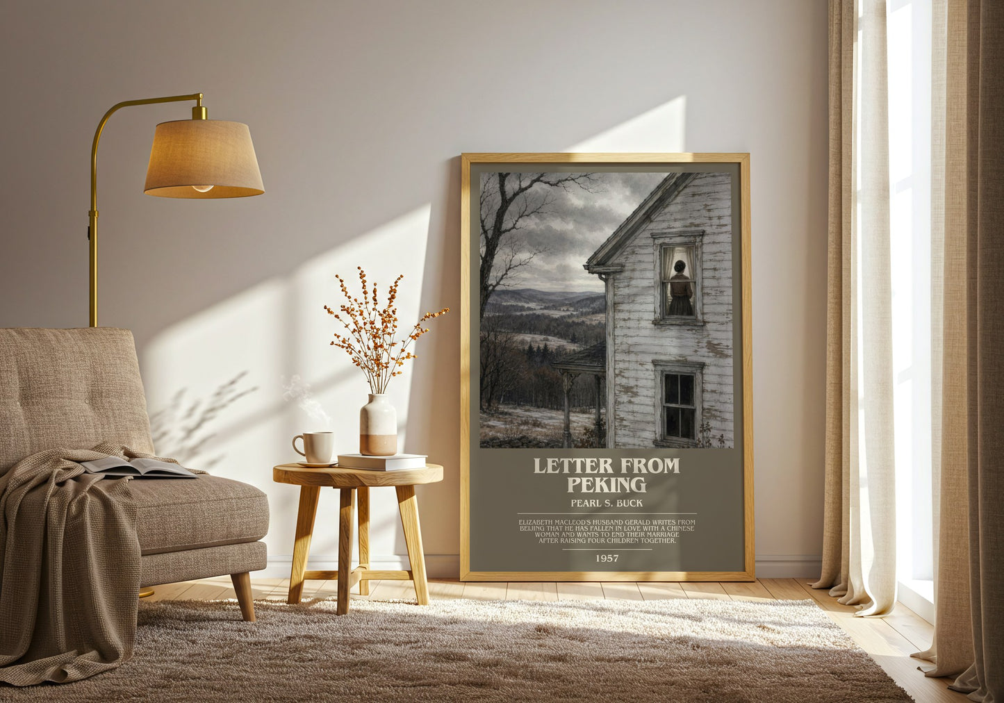 Letter From Peking bookish print on bookshelf – Pearl S. Buck fan gift