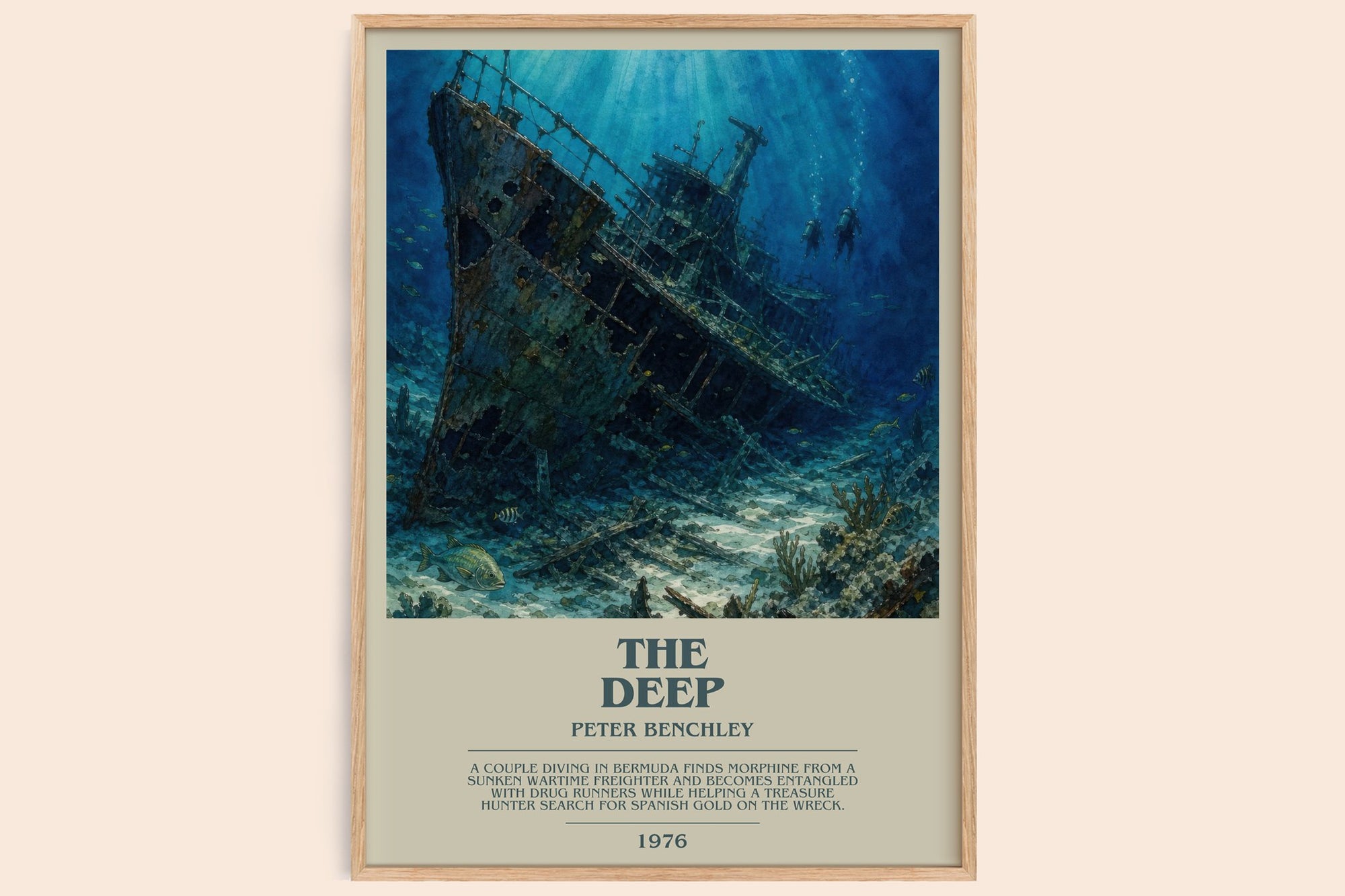 The Deep bookish book poster by Peter Benchley – framed literary art print