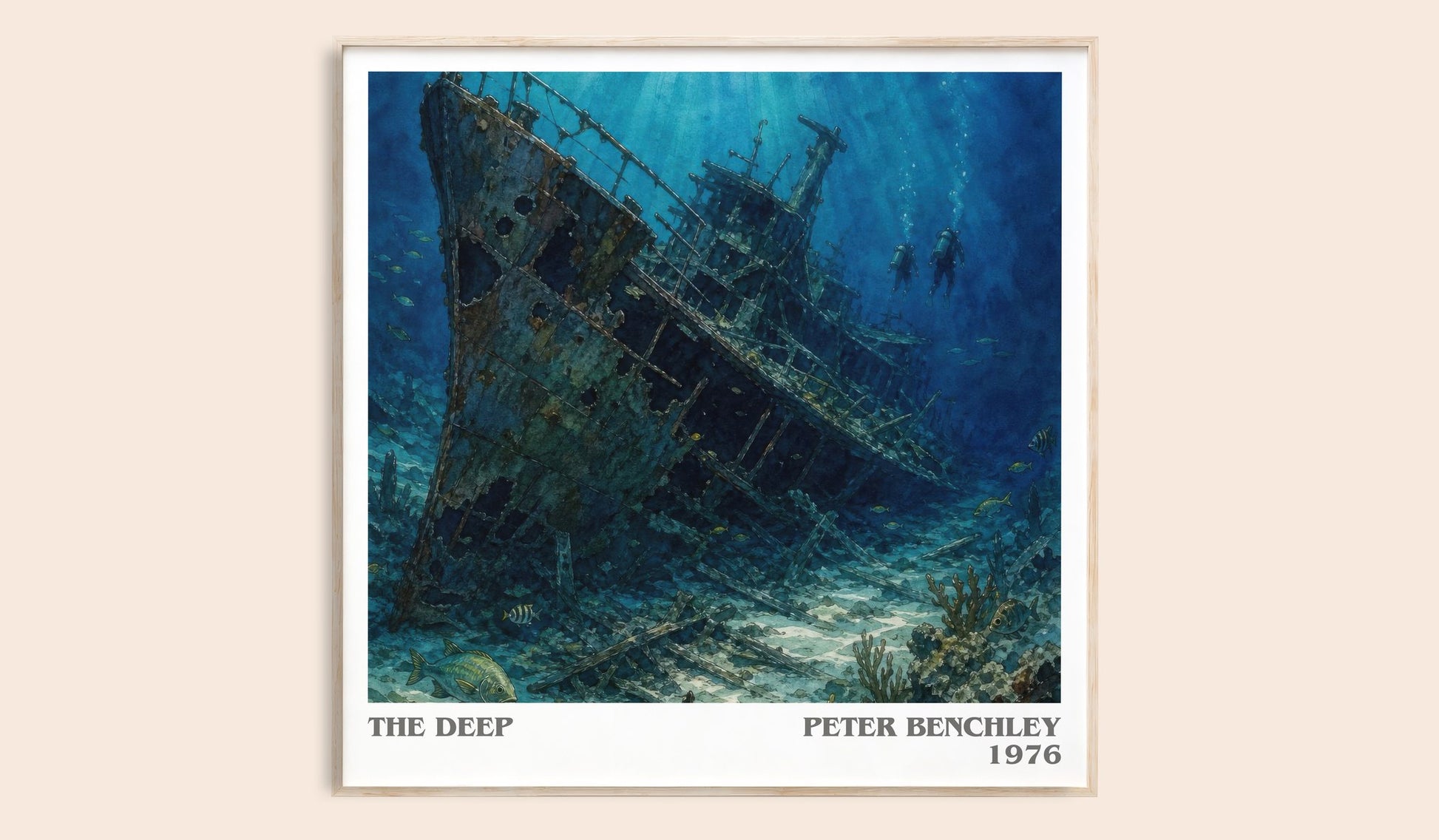 The Deep literary book poster by Peter Benchley – framed literary art print
