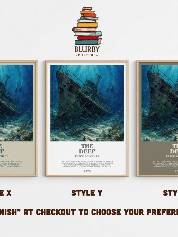 The Deep bookish print in frame leaning in hallway – thriller wall art
