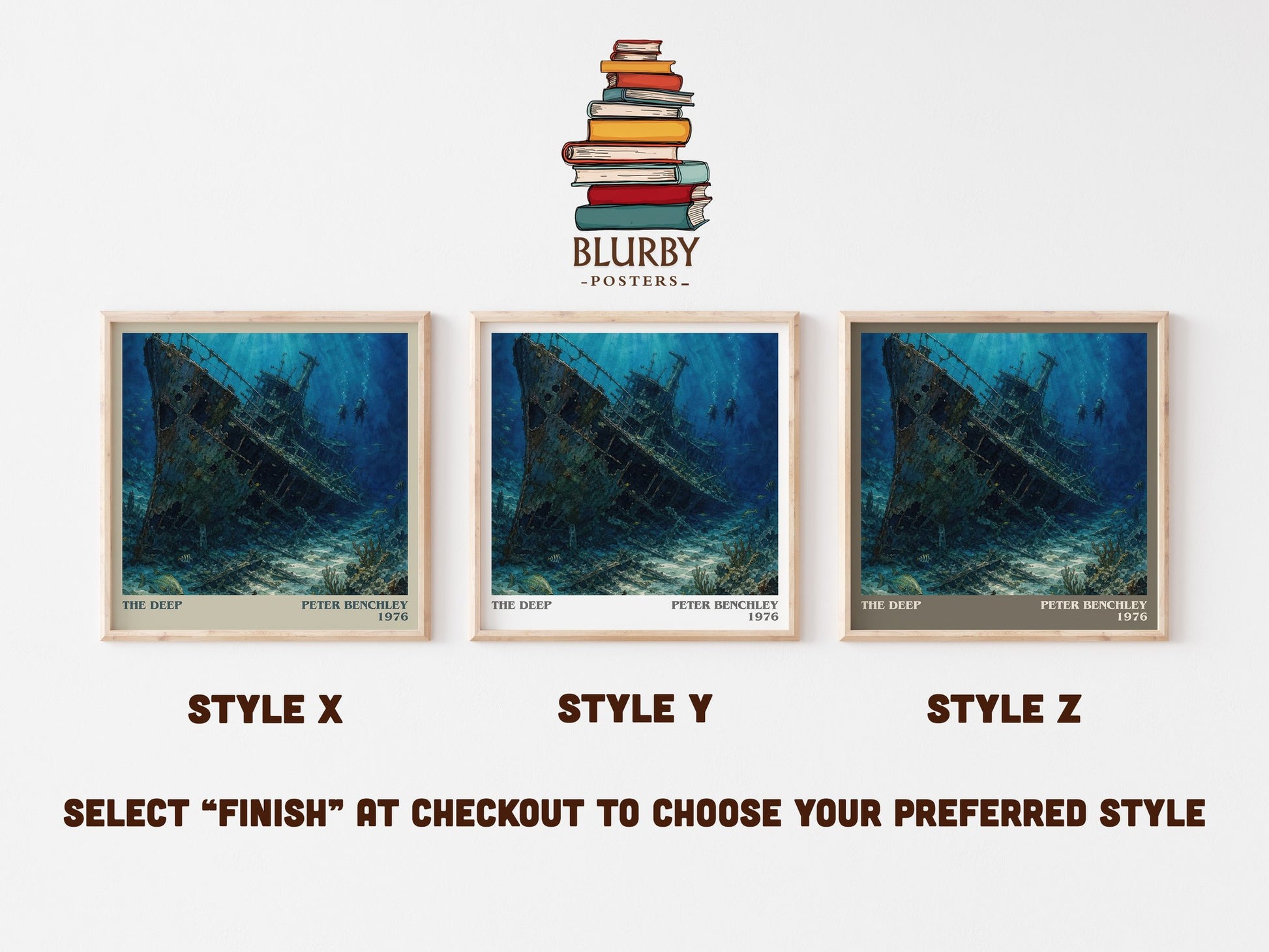 The Deep literary print in frame leaning in hallway – thriller wall art