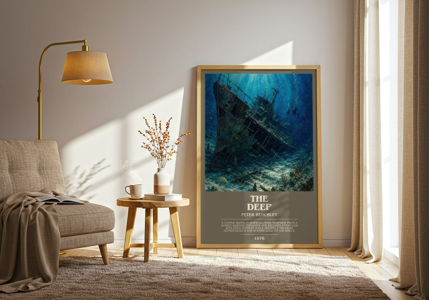 The Deep bookish print on bookshelf – Peter Benchley fan gift