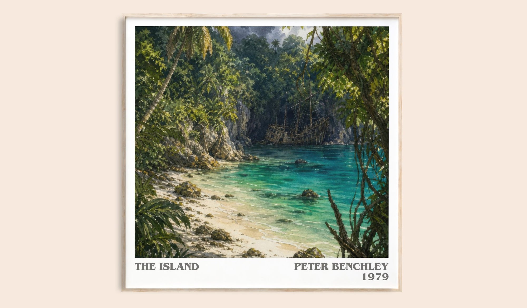 The Island literary book poster by Peter Benchley – framed literary art print