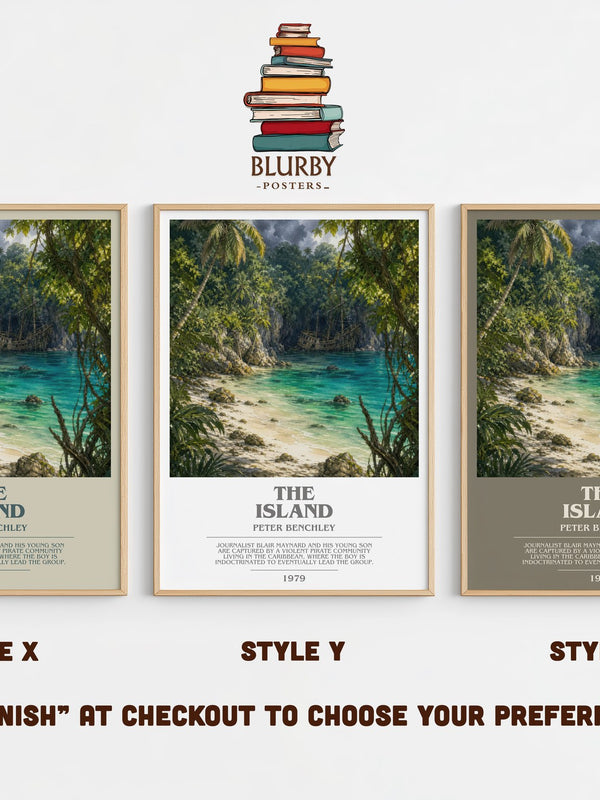 The Island bookish print in frame leaning in hallway – thriller wall art