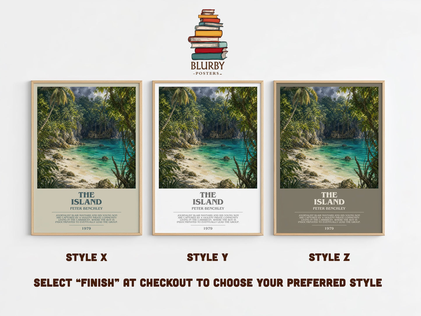 The Island bookish print in frame leaning in hallway – thriller wall art