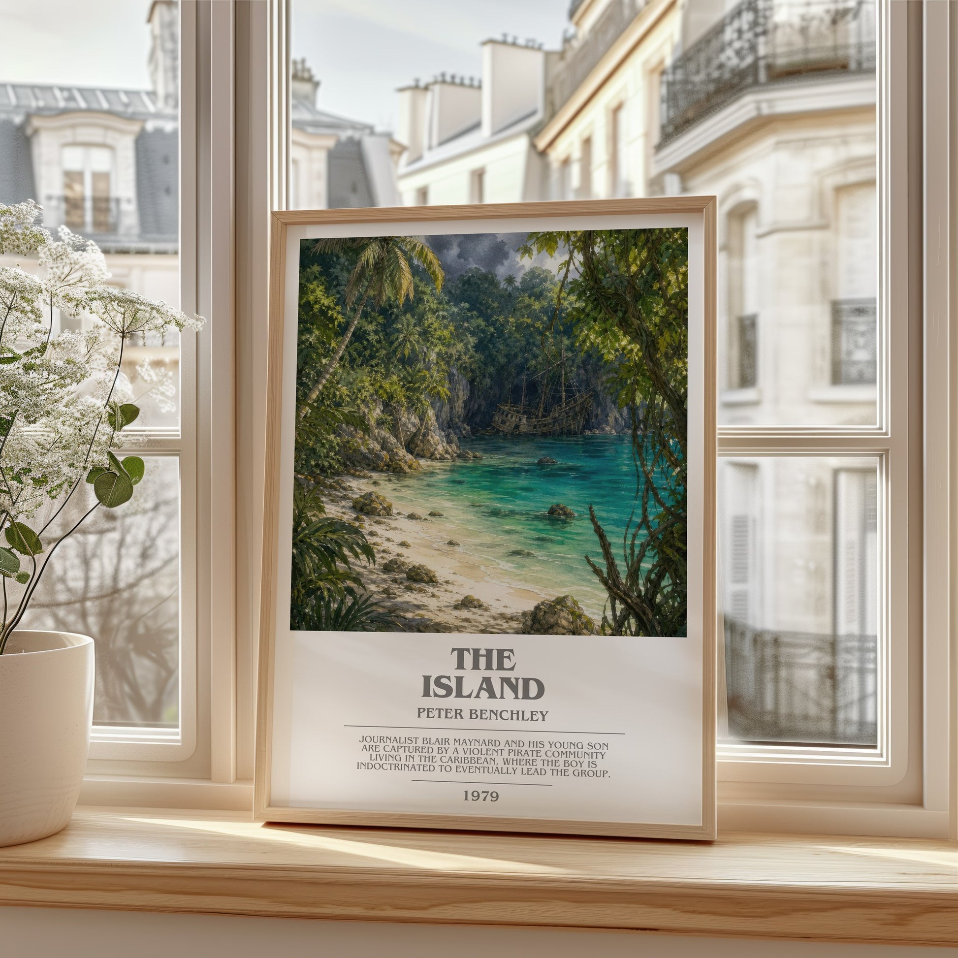 The Island bookish poster colour and style options – Peter Benchley book art