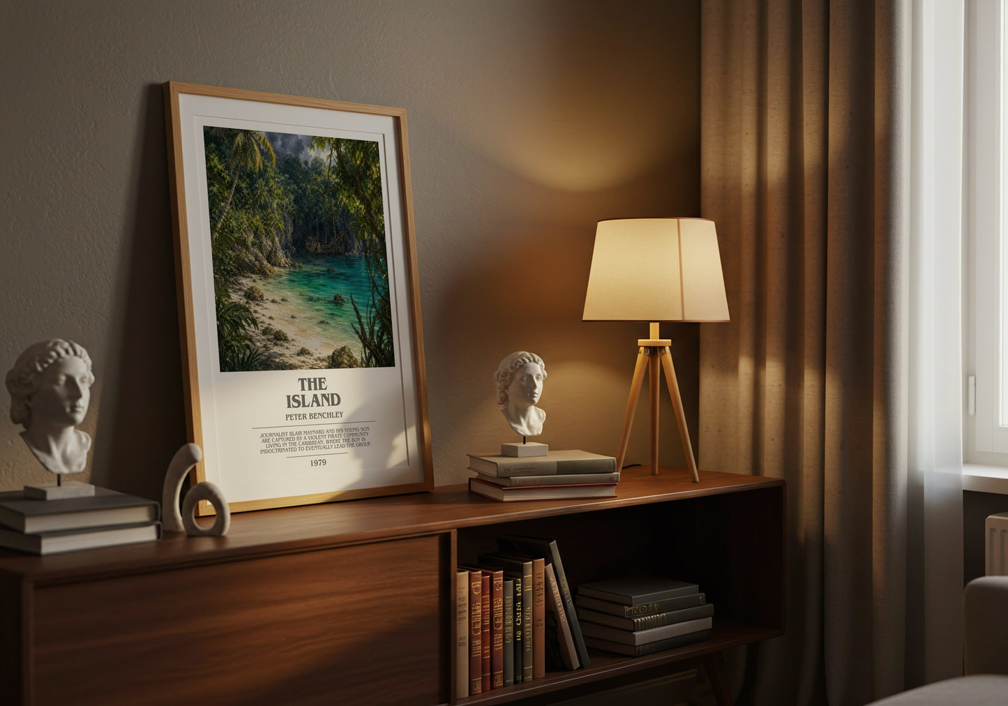 The Island bookish book poster framed on wall – thriller wall art