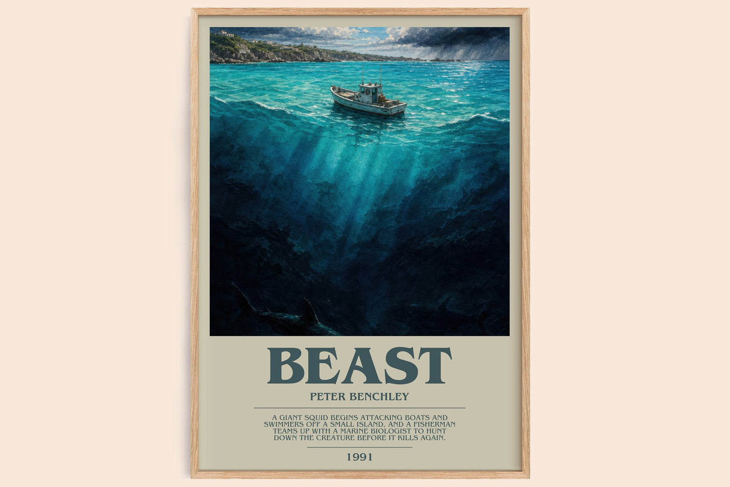 Beast bookish book poster by Peter Benchley – framed literary art print