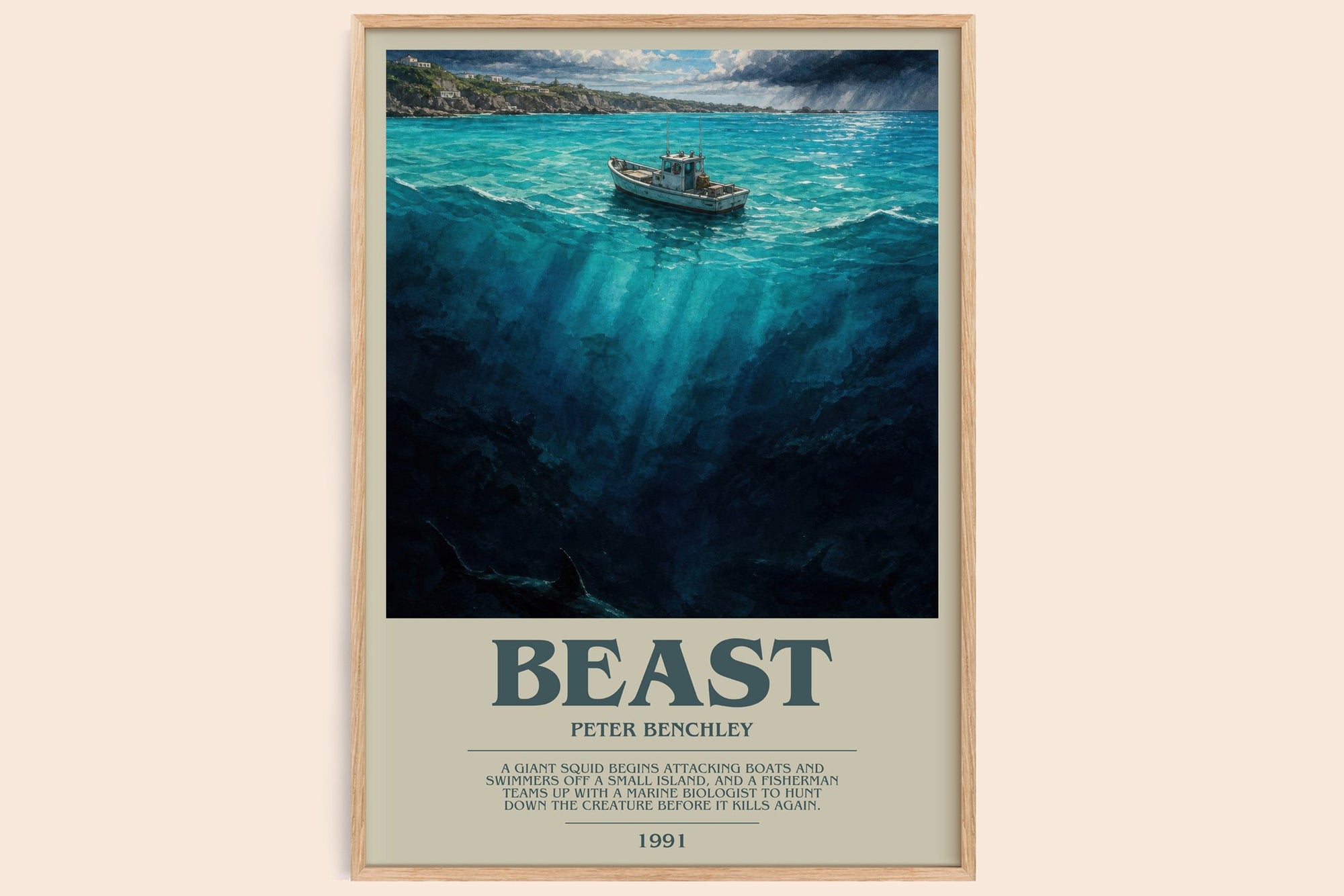 Beast bookish book poster by Peter Benchley – framed literary art print