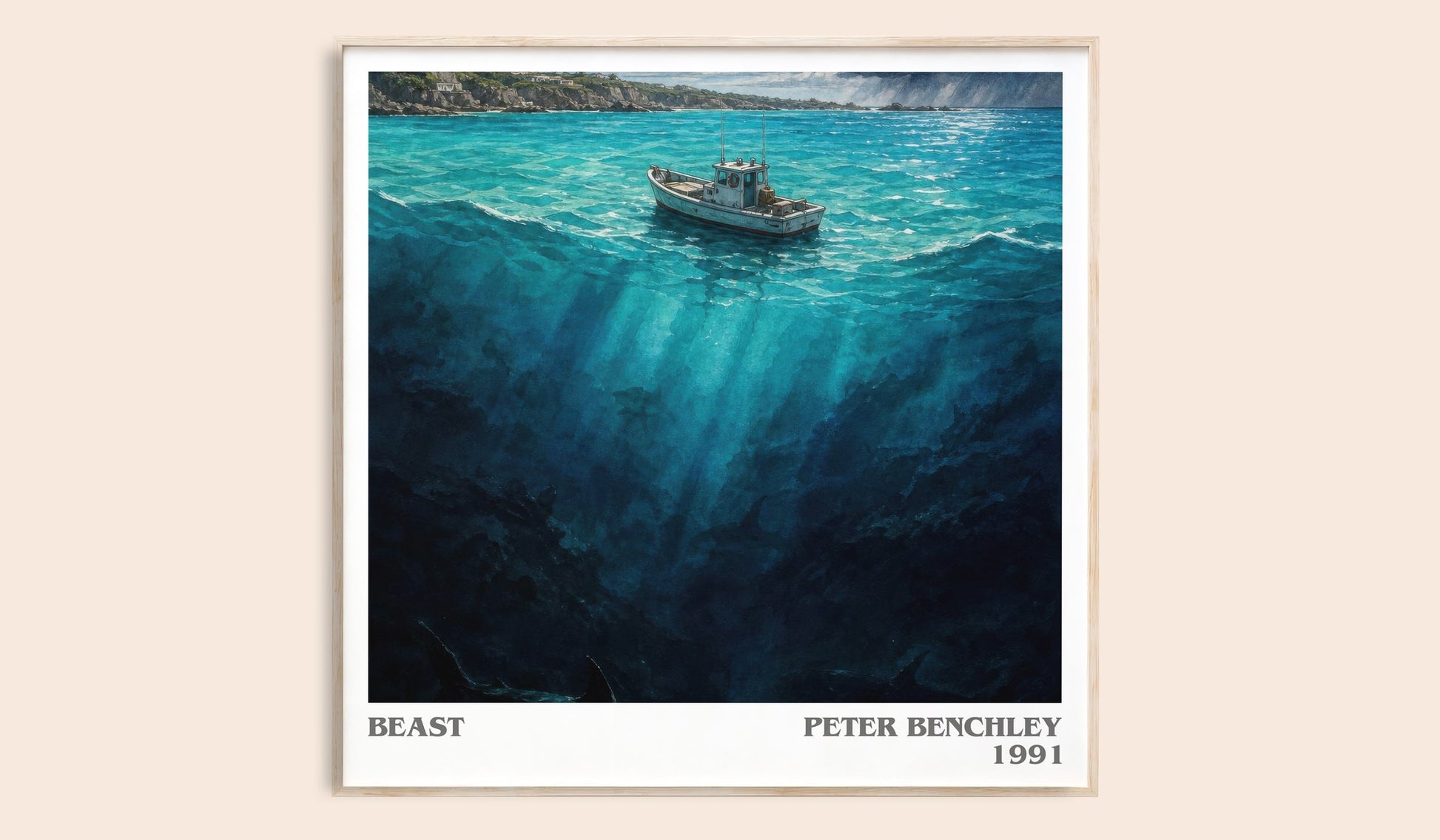 Beast literary book poster by Peter Benchley – framed literary art print
