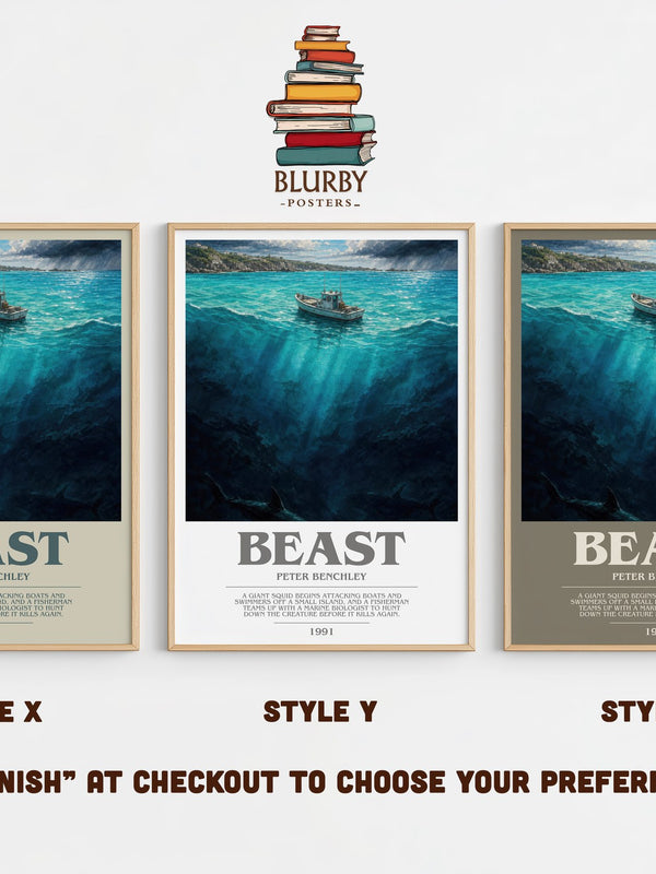 Beast bookish print in frame leaning in hallway – horror wall art
