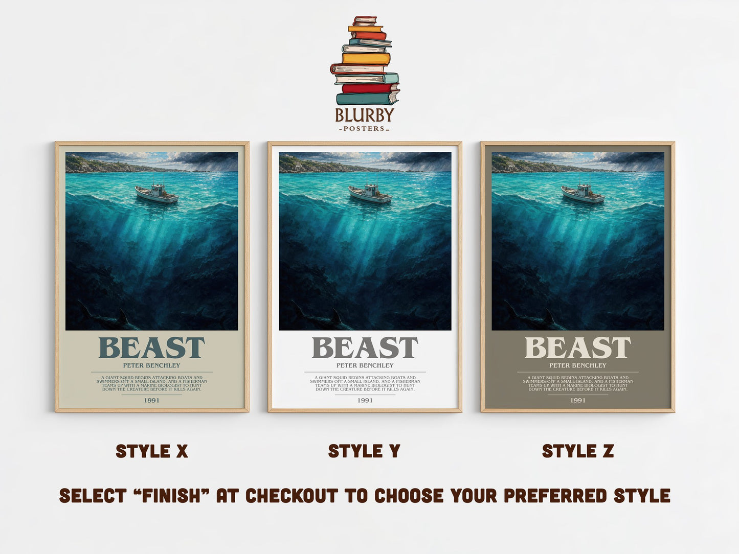 Beast bookish print in frame leaning in hallway – horror wall art
