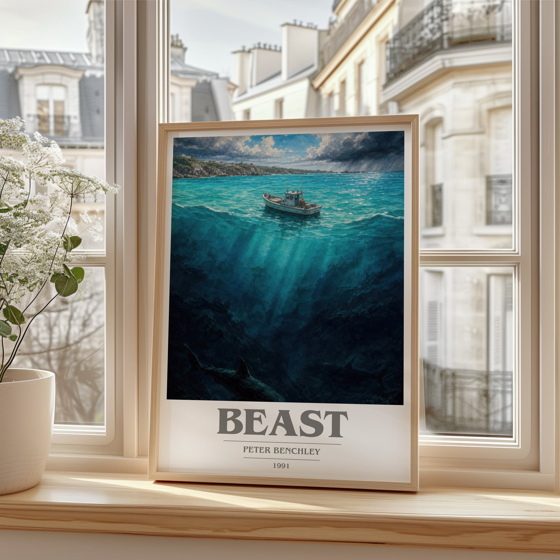 Beast book cover poster colour and style options – Peter Benchley book art