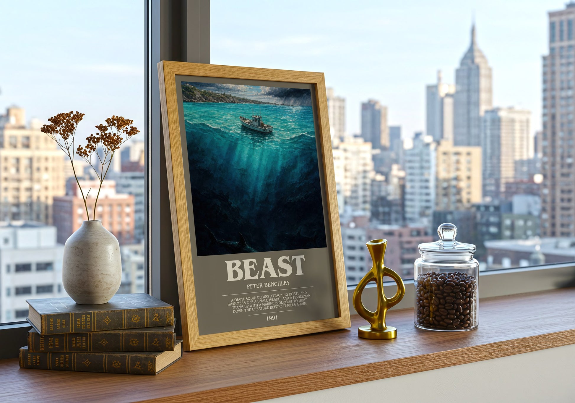 Beast bookish print framed by window – literary home decor