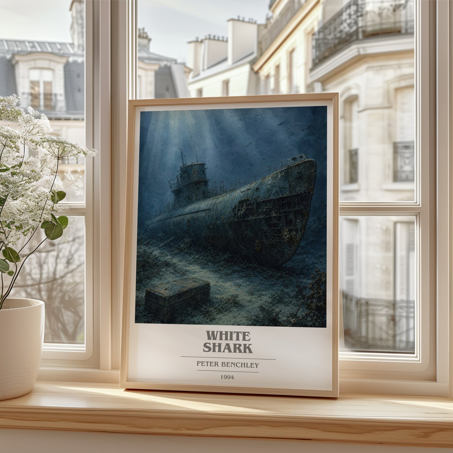 White Shark book cover poster colour and style options – Peter Benchley book art