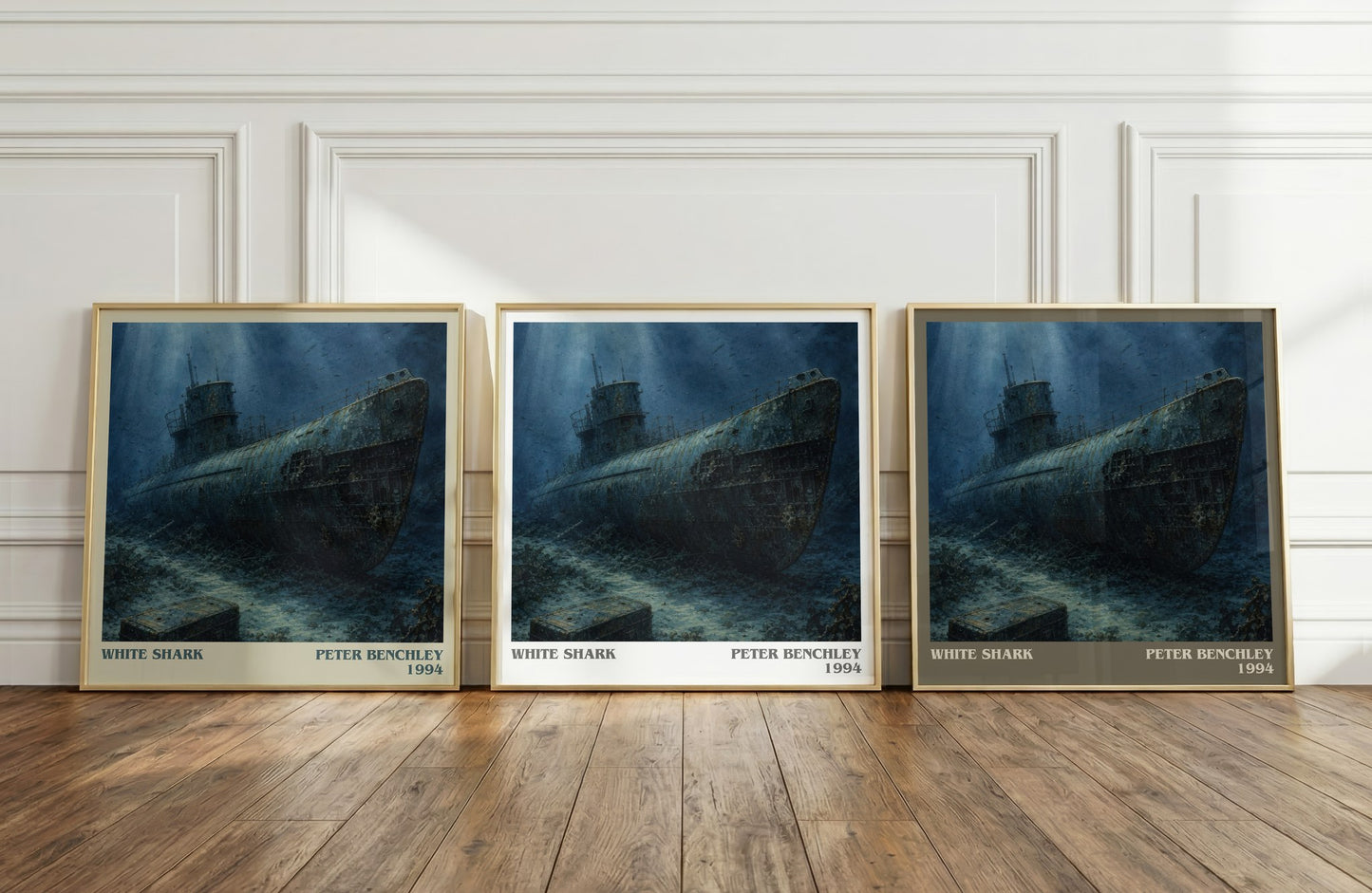 White Shark literary art print colour and style options – Peter Benchley book art