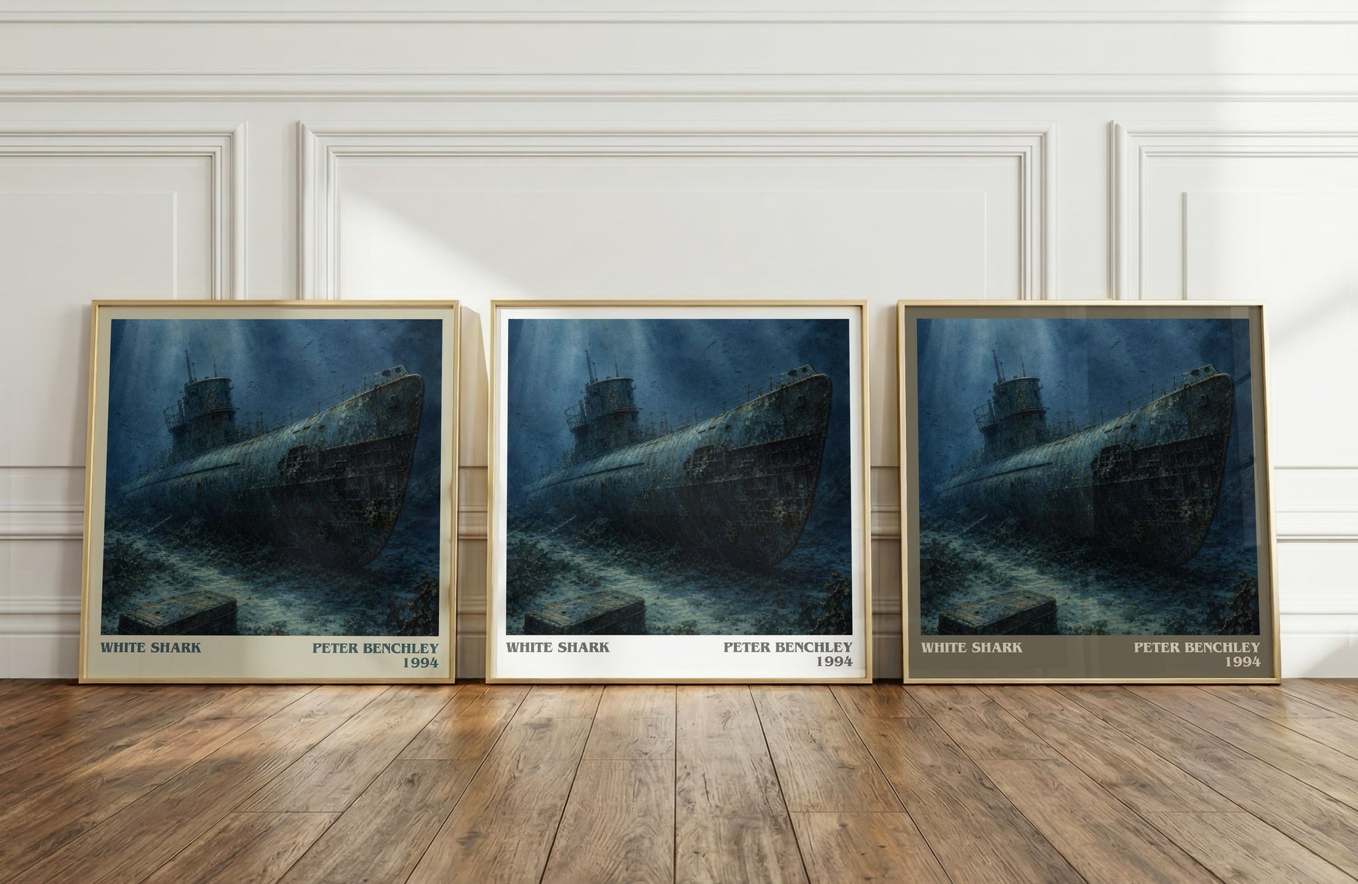 White Shark literary art print colour and style options – Peter Benchley book art