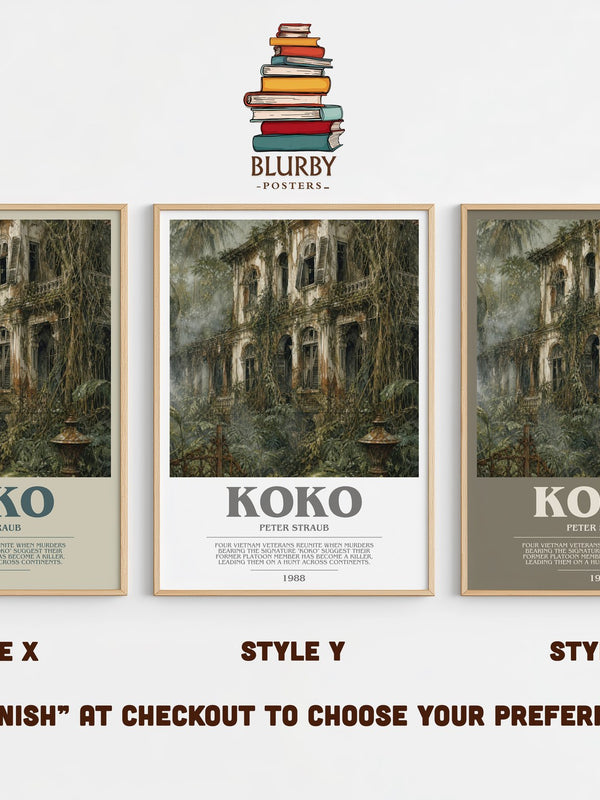 Koko bookish print in frame leaning in hallway – horror wall art