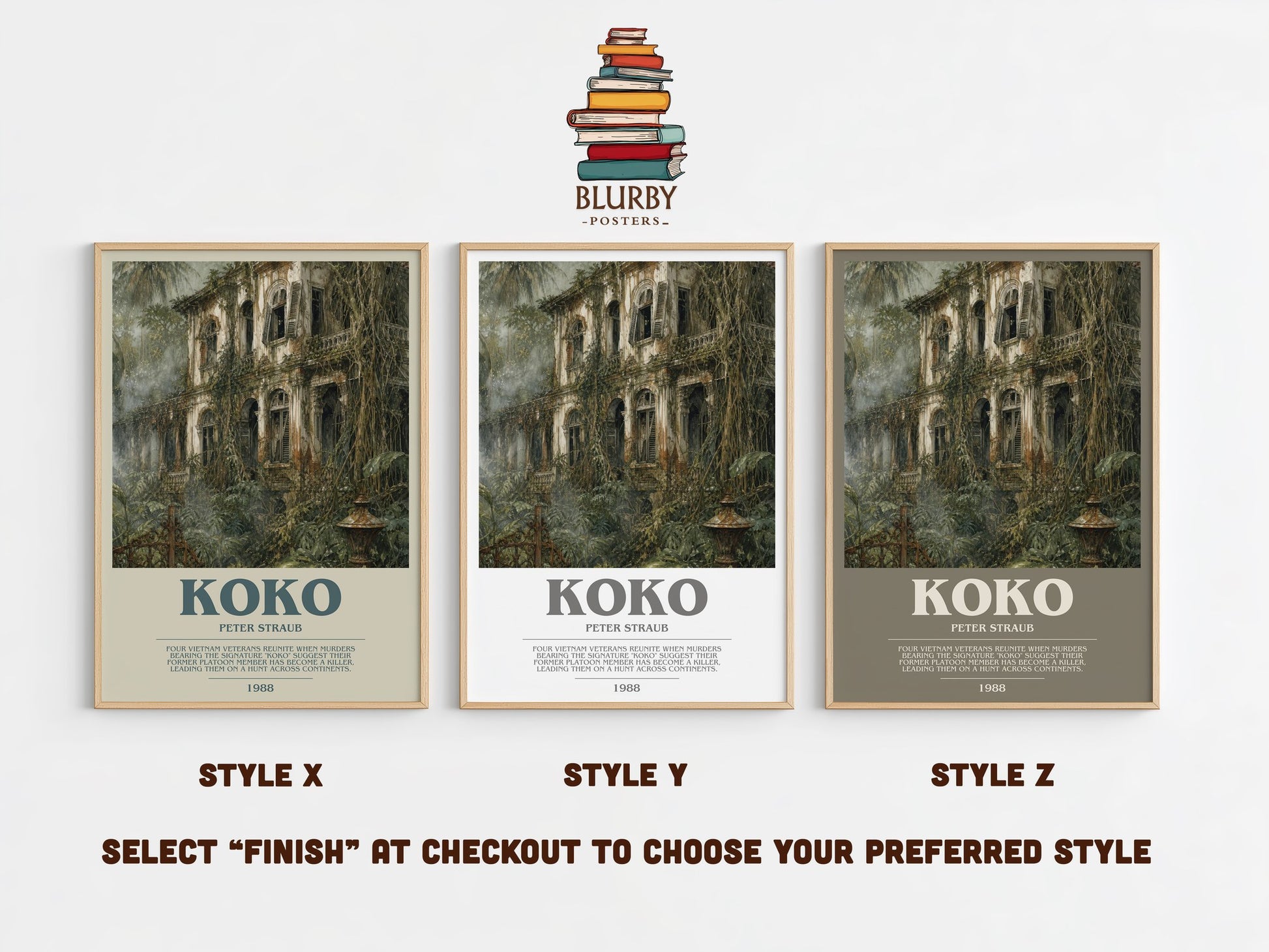 Koko bookish print in frame leaning in hallway – horror wall art